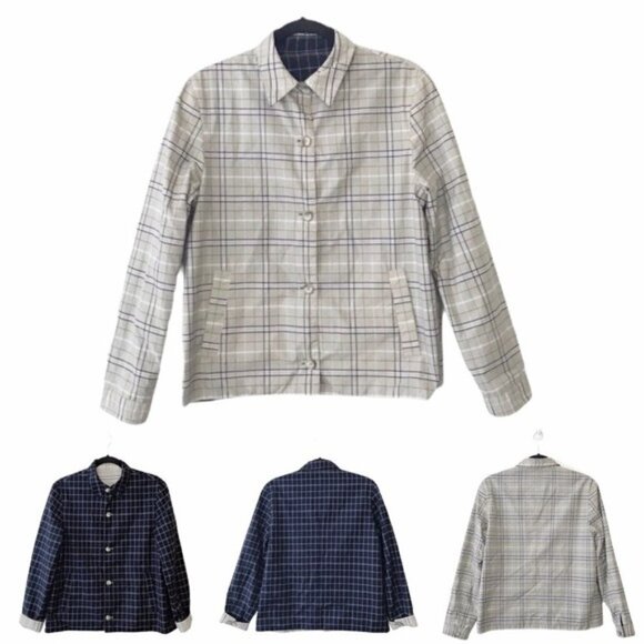 Talora Reversible TanBlue Check Plaid Check Jacket - Picture 1 of 9